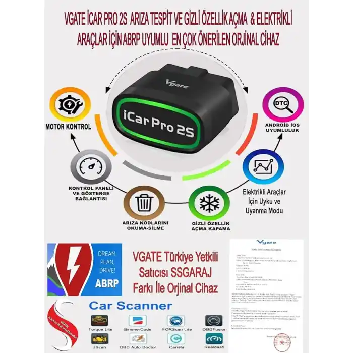 Pro 2S v2.3 Bluetooth 5.2 Arıza Tespit ve Gizli Özellik Açma Cihazı ABRP Uyumlu