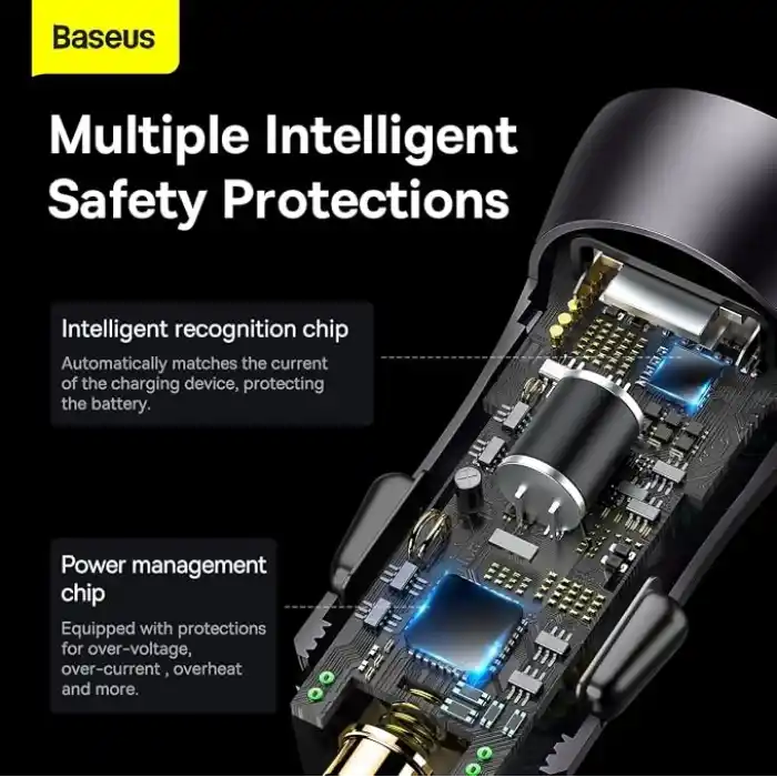 Baseus Golden Contactor Max Series 60W Araç Şarjı Koyu Gri