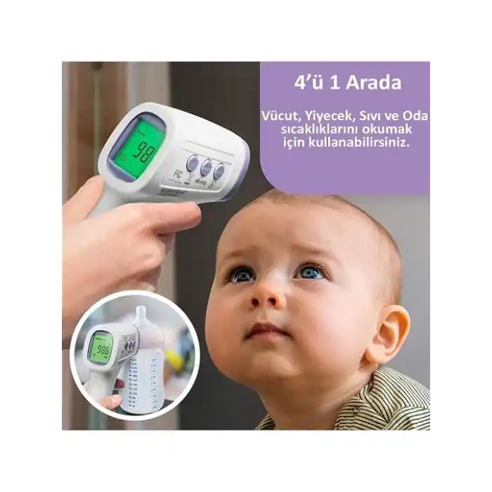Dijital Temassız Ateş Ölçer Termometre Tabanca Model Hafızalı Pilli Bebek Çocuk Kedi Köpek Ortam Nesne Yemek Havuz