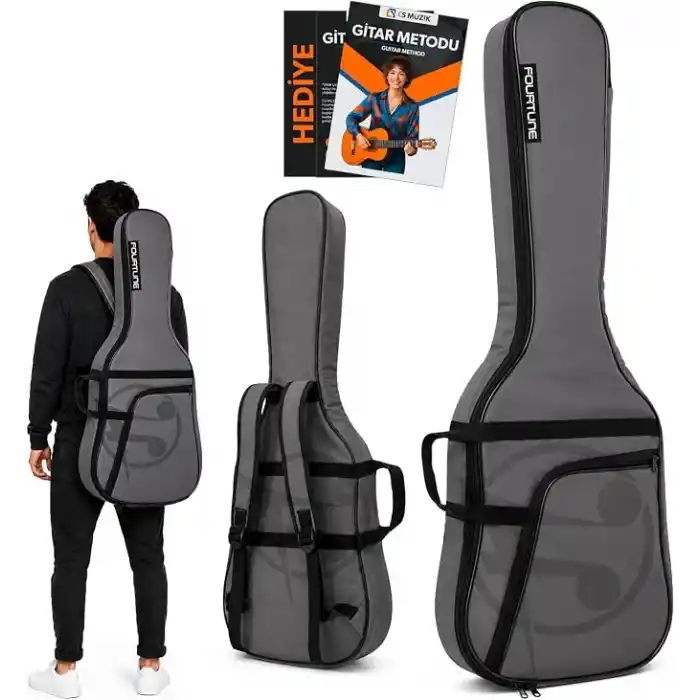Fourtune Atlas Gri Elektro Gitar Çantası Gigbag Kalın (Soft Case) (Gri, Elektro Gitar)