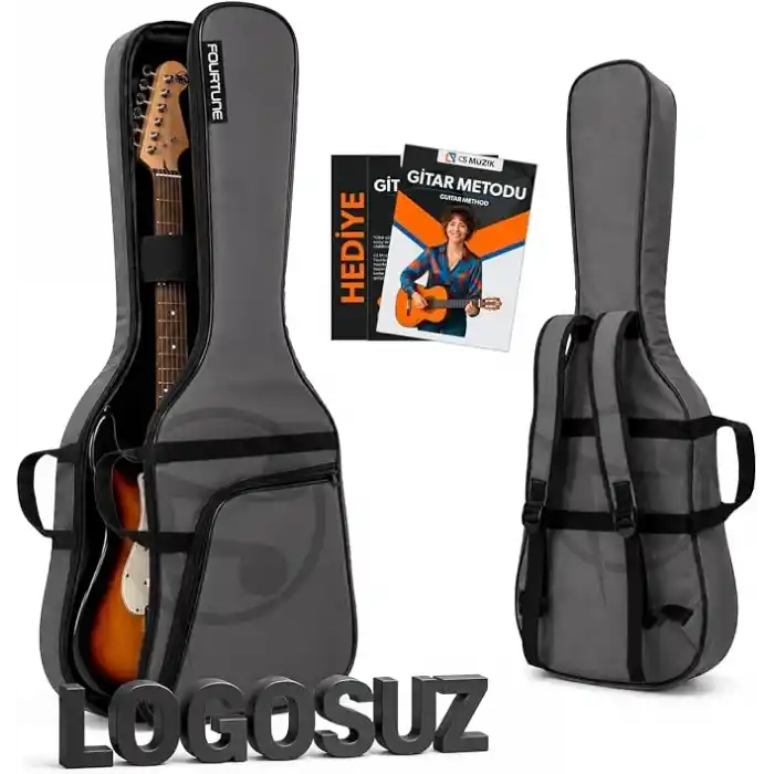 Fourtune Atlas Gri Elektro Gitar Çantası Gigbag Kalın (Soft Case) (Gri, Elektro Gitar)