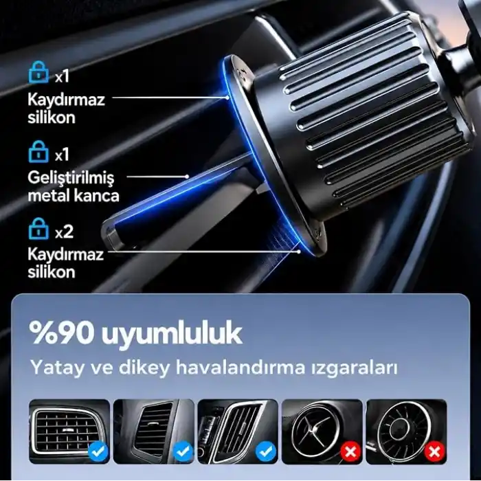 Joy Room 2023 Telefon Tutucu Araba, [Asla Engellemeden Zevk] Manyetik Telefon Araba Montajı, [Askeri 20xn55 Mıknatıs] İPhone için Hava Havalandırma Araba Telefon Tutucuları 15/14/13/12