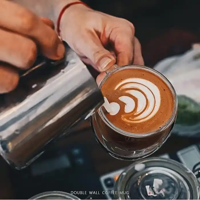 ARVALE 2 Adet Çift Cidarlı 250 ml Kulplu Cam Çay Kahve Süt Kupa Borosilikat Bardak