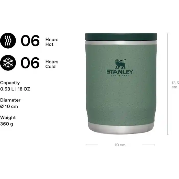 Stanley Adventure To-Go Yemek Termosu, Yeşil (Hammertone Green), 0.53 Litre