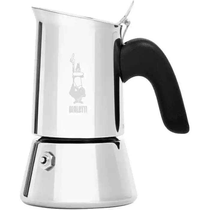 Bialetti - Venus: 2 Cups Ocak Üstü Espresso Pişirici - 85ml - Gümüş Renk - Paslanmaz Çelik Gövde - Patentli Güvenlik Valfi - Tüm Ocak Türleri İçin Uygundur (İndüksiyon Hariç)