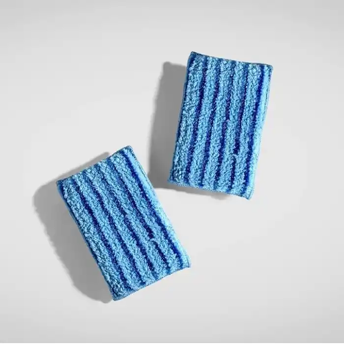 Silva Essentials Bulaşık Süngeri İkili Set 14 x 9 cm - Çift Dokulu, Lacivert Yüz Kurumuş Kalıntıyı Söker, Mavi Ultrafiber Yüz Cam ve Porseleni Çizmeden Parlatır, Çabuk Kurur, Antibakteriyel, 2 Adet