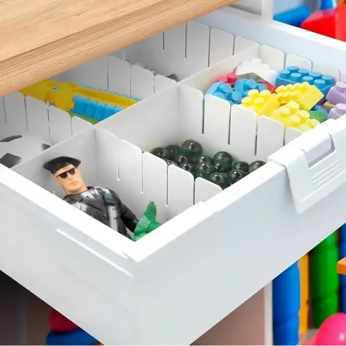 AEE® 4lü Plastik Ayarlanabilir Çekmece Düzenleyici Organizer - İç İçe Geçmeli Kesilebilir - 8cmX43cm - Mutfak İç Çamaşırı Çorap Sütyen Dolap Takı Makyaj (4)