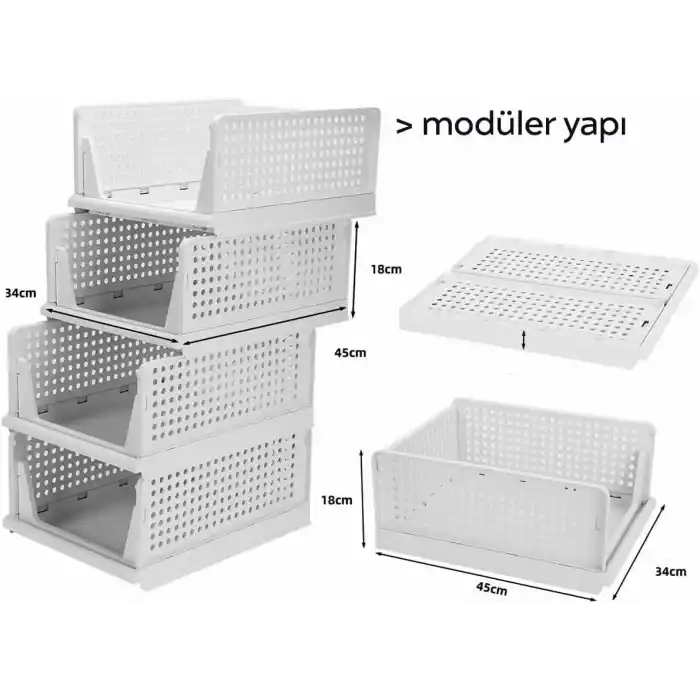 ARVALE 3lü Kayar Raf Elbise Dolap İçi Organizeri - Mutfak Banyo Düzenleme Depolama Üst Üste Dizilebilir (1, Beyaz)
