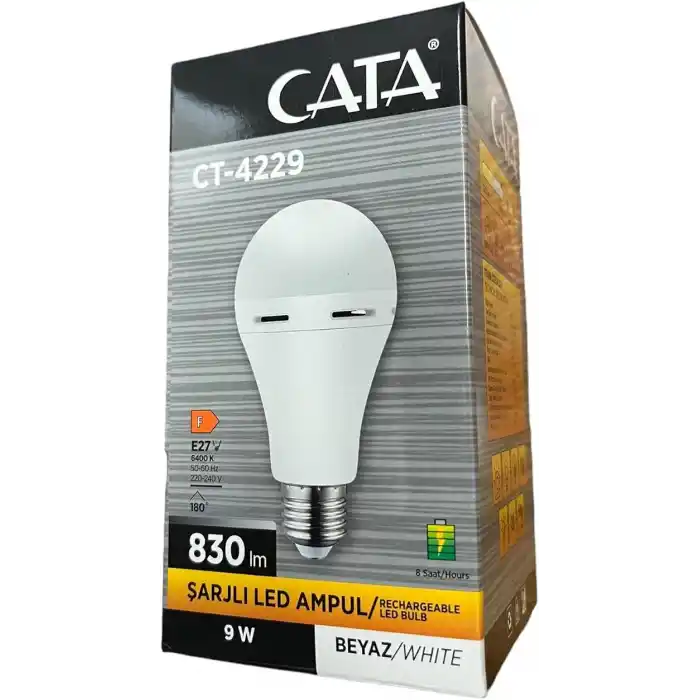 CT-4229 9W/6400K ŞARJLI LED AMPUL CATA