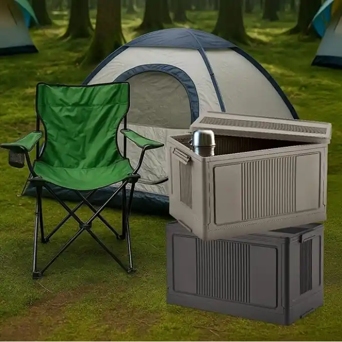 Deconox Dev Boy Katlanır Kilit Kapaklı Kasa 55 Litre Hacimli, Yer Kaplamayan Portatif Saklama Kutusu Ardiye, Balkon, Mutfak, Kiler, Bahçe ve Araç Bagajı İçin Güvenli Organizer (TOPRAK)
