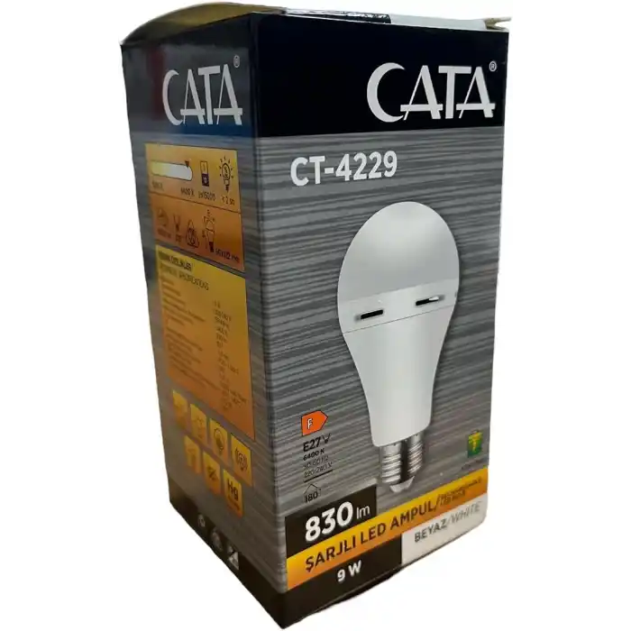 CT-4229 9W/6400K ŞARJLI LED AMPUL CATA