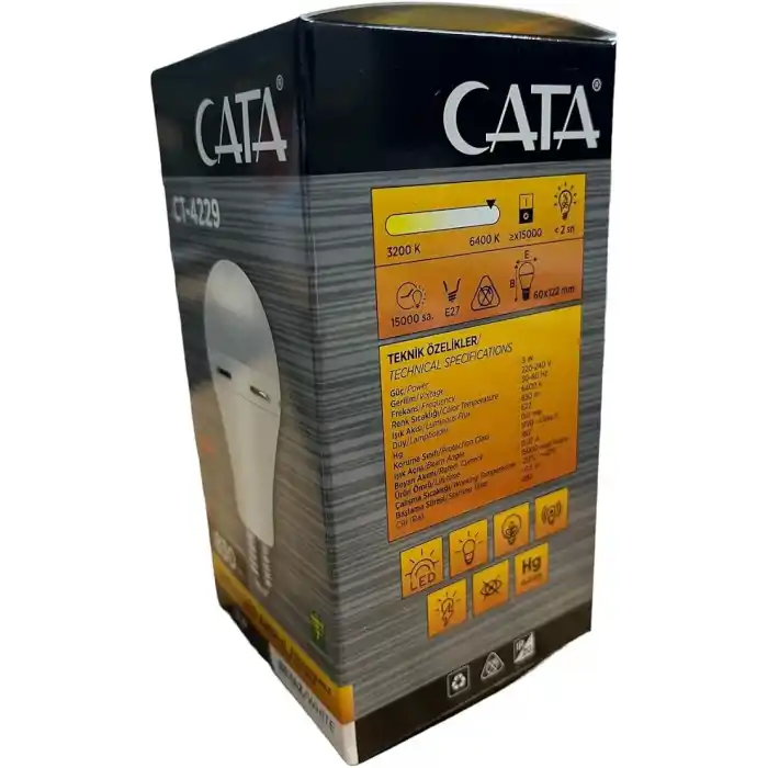 CT-4229 9W/6400K ŞARJLI LED AMPUL CATA