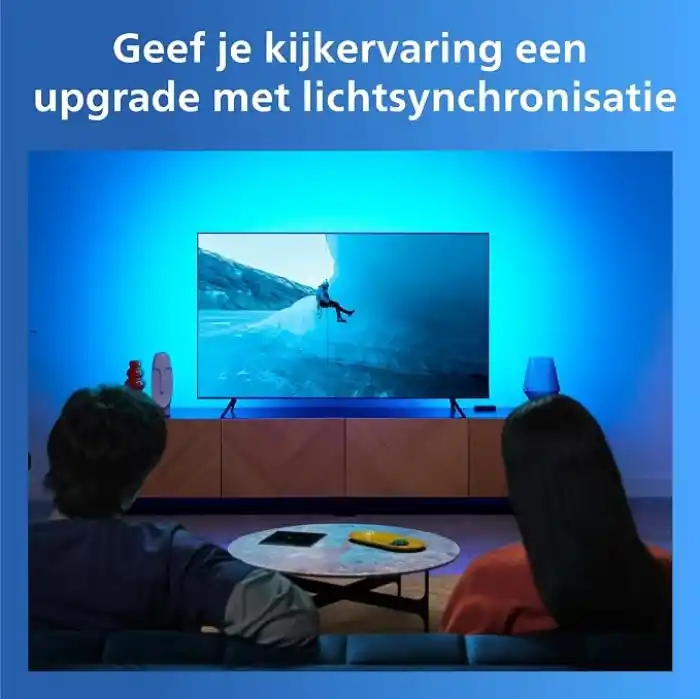 Philips Smart Lighting HDMI Sync Box TV arka ışığı, RGBIC LED şeritler, 55 – 65 inç TVler için, senkronizasyon. m. Film, müzik, HDMI 2.0, 4K, 60 Hzde bağlanır, WiZ ile bağlanır, harici video kaynağı