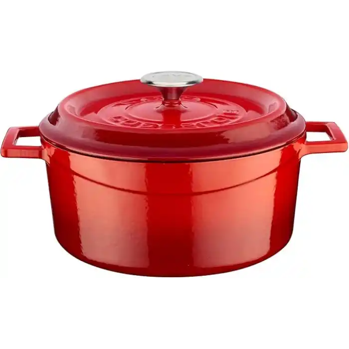 Lava Döküm Yuvarlak Tencere, Trendy, 24 cm, 4.49 L Hacim, Kırmızı
