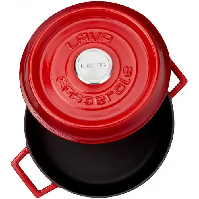 Lava Döküm Yuvarlak Tencere, Trendy, 24 cm, 4.49 L Hacim, Kırmızı
