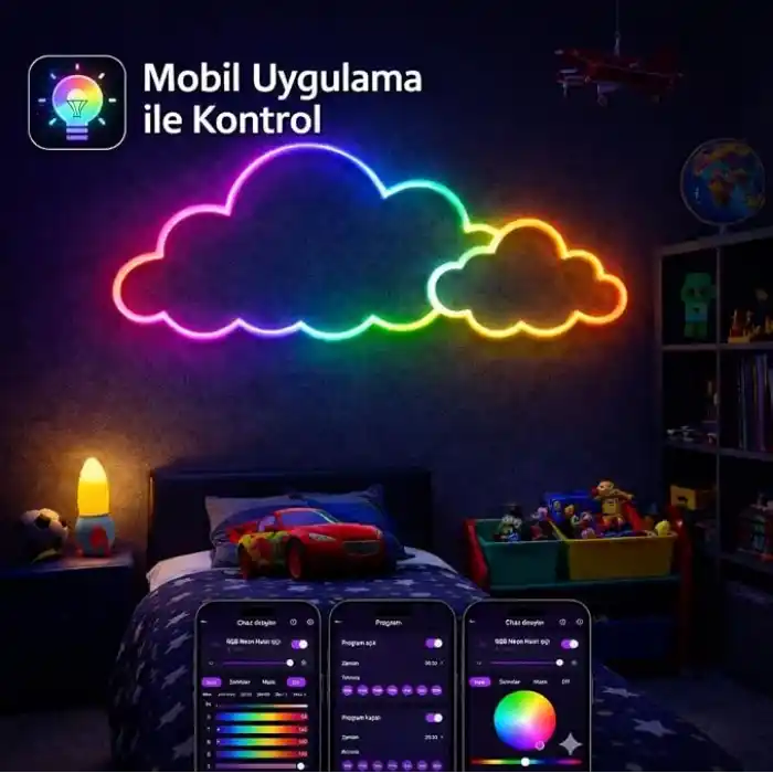 RGB Akıllı Pixel Neon LED Set 5 Metre – 7W USB Girişli, Mobil Uygulama ve Kumanda Kontrollü, Müzik Senkronlu, IP65 Su Geçirmez, Kişiselleştirilebilir Renk Efektli, Oyuncu Odası Dekoratif Aydınlatma