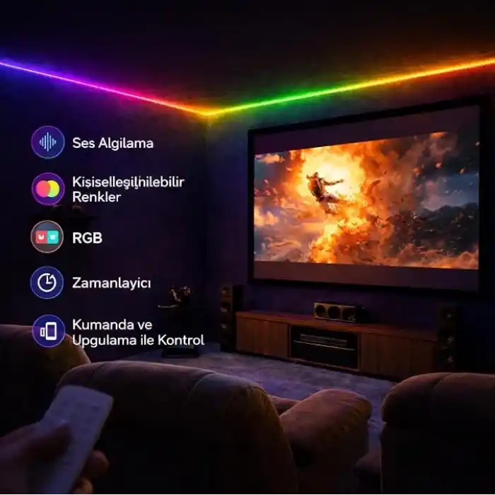 RGB Akıllı Pixel Neon LED Set 5 Metre – 7W USB Girişli, Mobil Uygulama ve Kumanda Kontrollü, Müzik Senkronlu, IP65 Su Geçirmez, Kişiselleştirilebilir Renk Efektli, Oyuncu Odası Dekoratif Aydınlatma