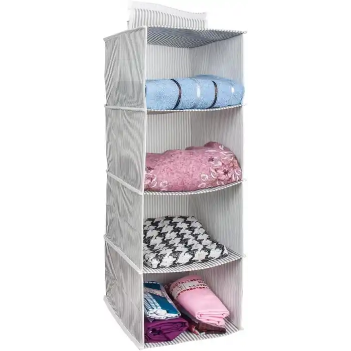 Pazar Kapısı 4 Bölmeli Askılı Dolap Düzenleyici Organizer Gri