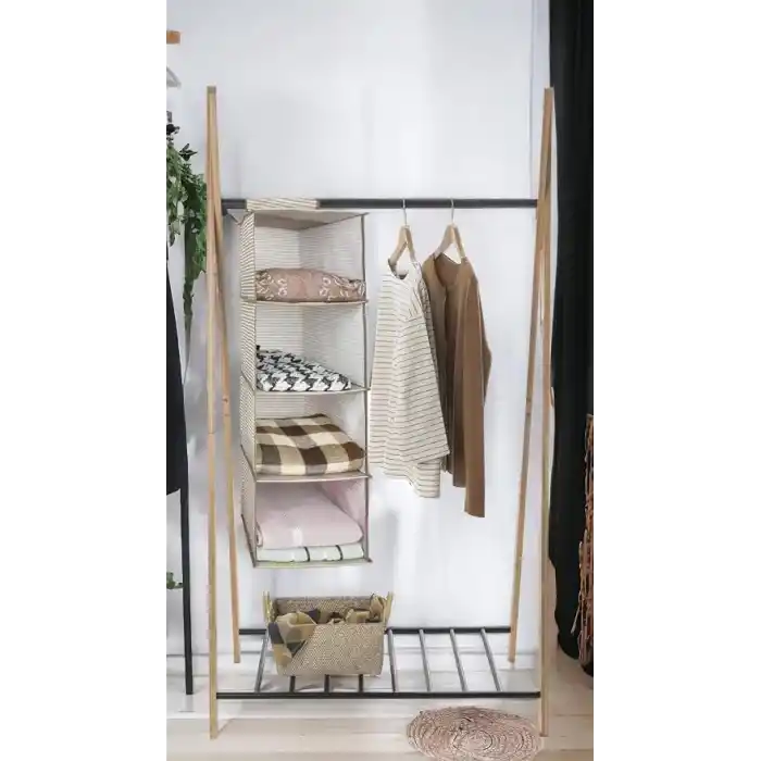 Pazar Kapısı 4 Bölmeli Askılı Dolap Düzenleyici Organizer Gri