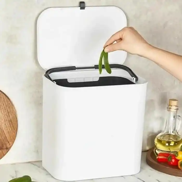 Orret Home Dolap Kapağına Asılabilir 15 Litre Çöp Kovası, Duvara Yapıştırılabilir Çift Tarafa Açılabilir Mutfak Çöp Kutusu, Banyo Çöp Kovası, Kapaklı Asma Çöp Kovası Organizer (Beyaz)