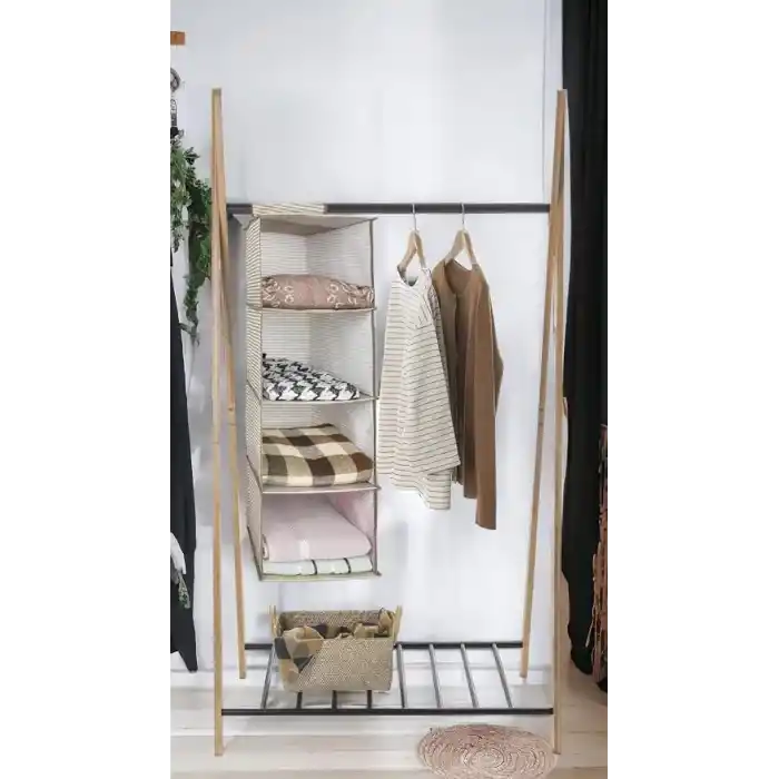 Pazar Kapısı 4 Bölmeli Askılı Dolap Düzenleyici Organizer Gri
