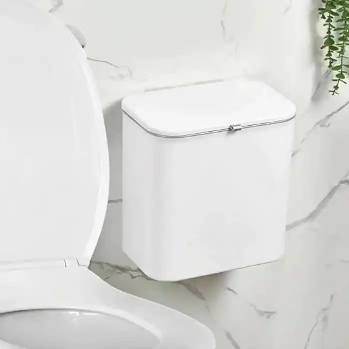 Orret Home Dolap Kapağına Asılabilir 15 Litre Çöp Kovası, Duvara Yapıştırılabilir Çift Tarafa Açılabilir Mutfak Çöp Kutusu, Banyo Çöp Kovası, Kapaklı Asma Çöp Kovası Organizer (Beyaz)