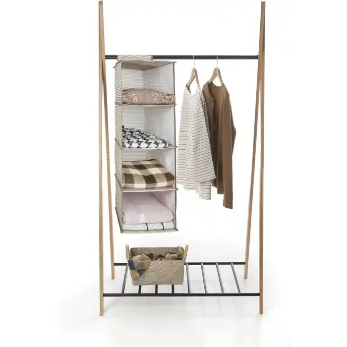 Pazar Kapısı 4 Bölmeli Askılı Dolap Düzenleyici Organizer Gri