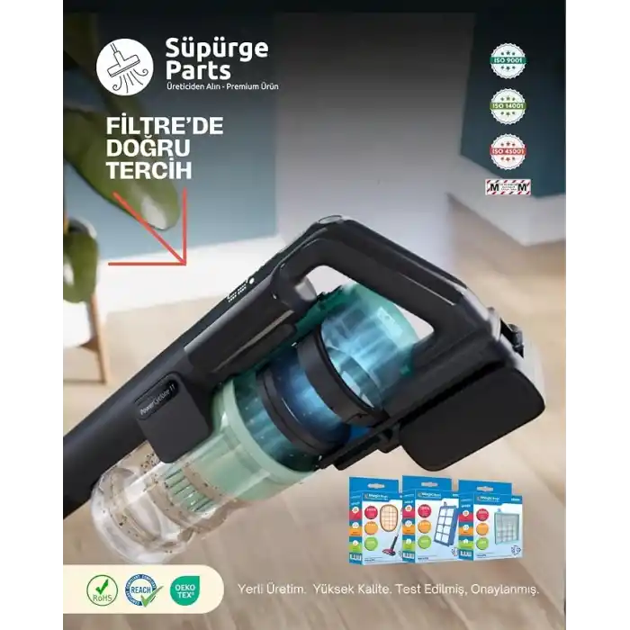 Philips için 6000-7000 - 8000 Serisi Şarjlı Süpürge Filtre Seti XV1681/01 | Yıkanabilir