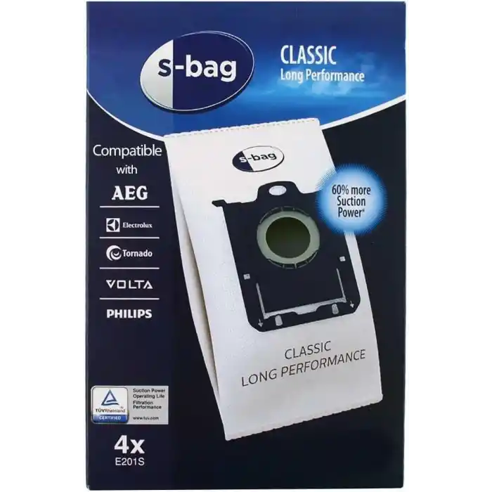 SUPERVAC Philips, Electrolux ile Uyumlu S-Bag Süpürge Torbası 4lü Paket