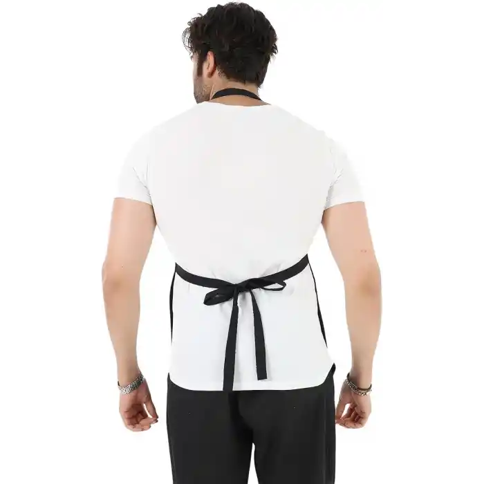 Erkek ve Kadınlar için - Şef, Aşçı, Kafe, BBQ, Kuaför Önlüğü Apron 80 x 60 cm Large Rahat Tüm Bedenler Bel Bağları ile Dayanıklı ve Hafif, Yıkanabilir 2 Geniş Cep - 1li Paket, Siyah