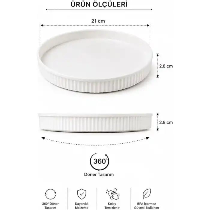 Ata Home 360 Derece Dönen Organizer Mutfak Dolap Içi Organizer Buzdolabı Içi Düzenleyici Organizer Dolap Düzenleyici Stand Tabla Döner Organizer