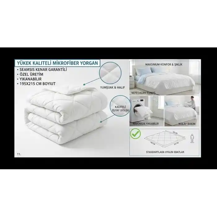 Çift Kişilik Mikrofiber Yorgan Ekstra Yumuşak Boncuk Elyaf 195x215 - Çift Kişilik Ekstra Yumuşaklık DuruClass Home