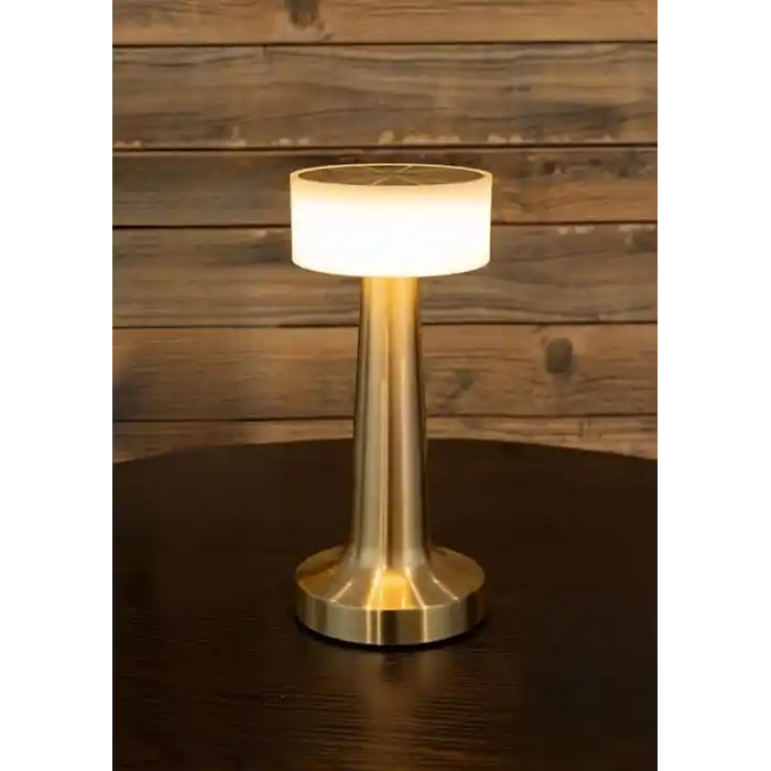 UNİCHROME Dekoratif Şarjlı Dokunmatik Led Masa Lambası Usb Kablolu Gece Lambası ve Abajur Altın
