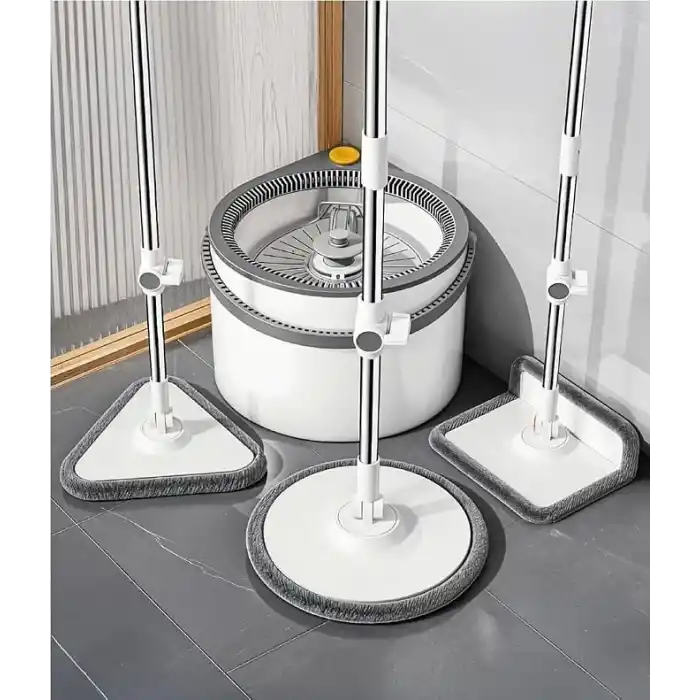 Yeni Tasarım Otomatik 360° Döner Mop ve Temizlik Seti, 3 Başlıklı Paspas Mop