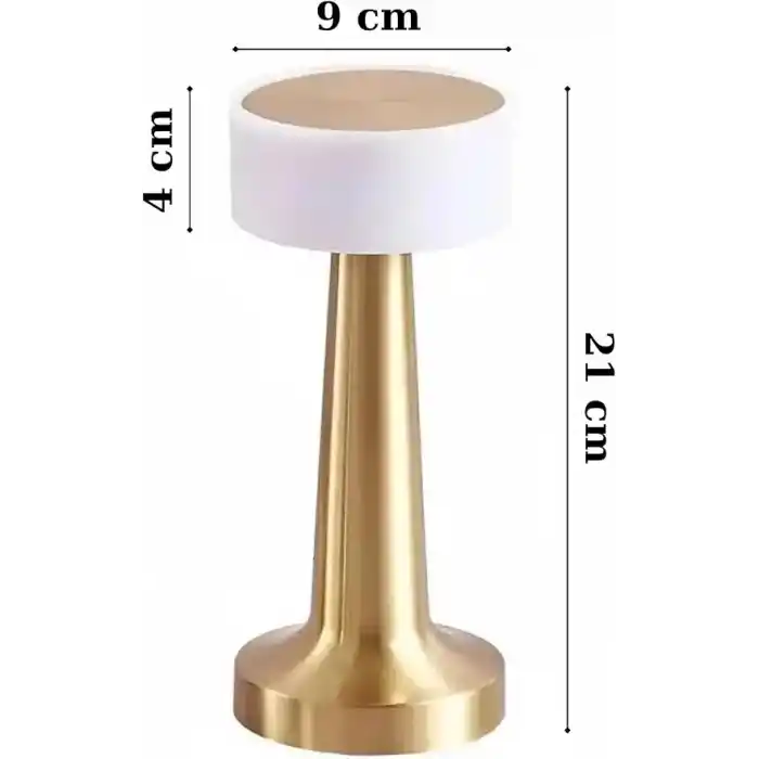 UNİCHROME Dekoratif Şarjlı Dokunmatik Led Masa Lambası Usb Kablolu Gece Lambası ve Abajur Altın