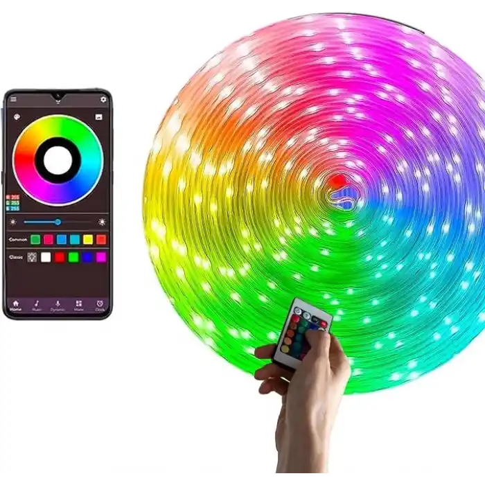 Amber LED Pixel Rgb Magic Peri ışık - 5v Usb Girişli, Bluetooth Uygulamalı, Uzaktan Kumandalı, Müziğe Duyarlı, Suya Dayanıklı, Parti, Yılbaşı, Doğum Günü, Eğlence için (10 Metre)