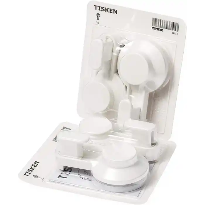 Ikea TISKEN Vantuzlu Kanca; Beyaz; 4 Adet