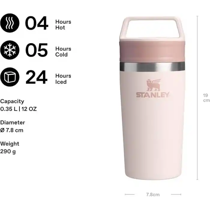 STANLEY Café-to-Go Termos Bardak 0.35 Litre - Pembe Kuvars (Rose Quartz) | Paslanmaz Çelik