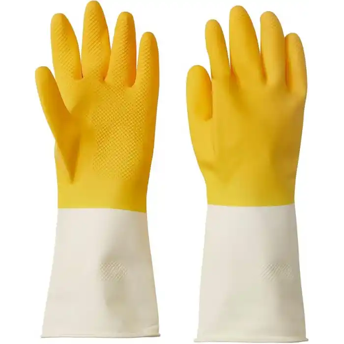 Temizlik eldiveni, parlak sarı-kırık beyaz, M, 2 adet