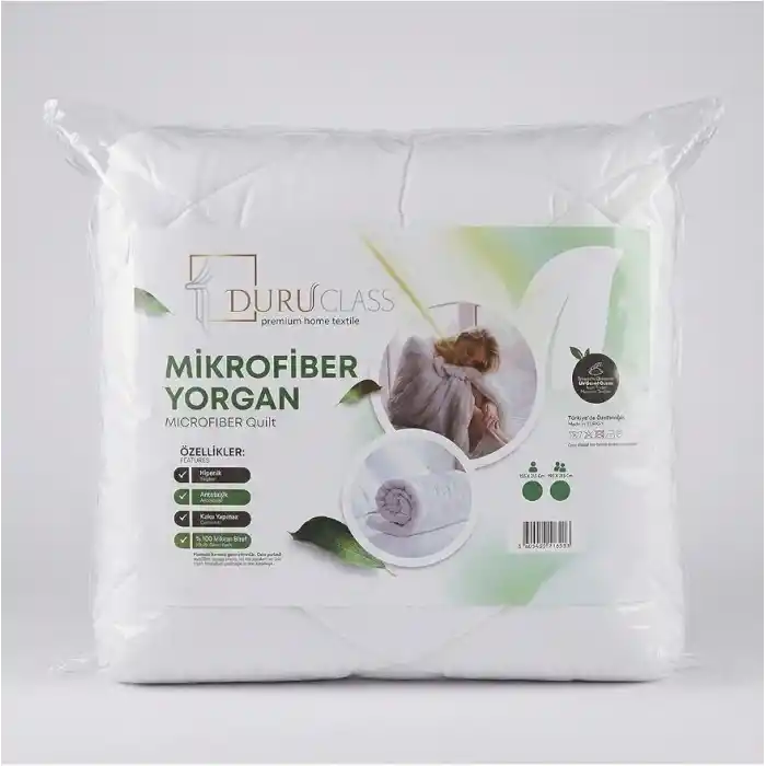 Tek Kişilik Mikrofiber Yorgan Ekstra Yumuşak Silikon Elyaf 155x215 -Silikon Elyaf Konforu Beyaz 155 x 215 DuruClass Home