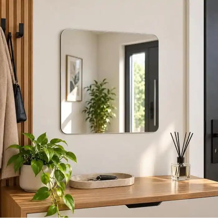 HUMAS 30 x 30 cm Kırılmaz Kendinden Yapışkanlı Kare Ayna, Çerçevesiz Duvar Aynası, Banyo Yatak Odası Antre ve Makyaj Alanı İçin