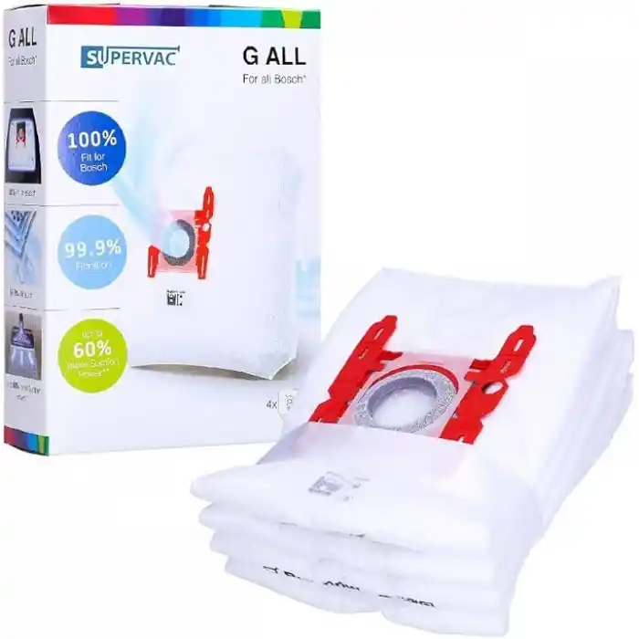SUPERVAC GAll Serisi Süpürge Toz Torbası 4lü Paket Bosch Siemens Profilo ile Uyumlu