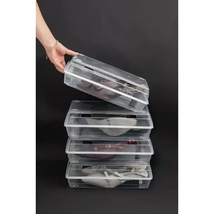 10 Adet Şeffaf Ayakkabı Kutusu – İstiflenebilir Ayakkabı Düzenleyici Organizer, Kapaklı Plastik Ayakkabı Saklama Kutusu, Hava Kanallı (41 Numaraya Kadar)