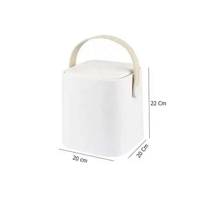 Coverest Tutma Saplı İç Kovalı Tezgah Üstü Mutfak Çöp Kovası, 4 Litre, Kilitli Kapak, Click Kapak, 20x20x22 cm (BEYAZ, 4 LİTRE)