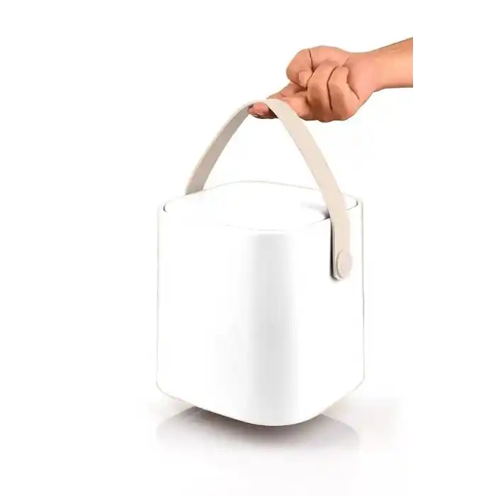 Coverest Tutma Saplı İç Kovalı Tezgah Üstü Mutfak Çöp Kovası, 4 Litre, Kilitli Kapak, Click Kapak, 20x20x22 cm (BEYAZ, 4 LİTRE)