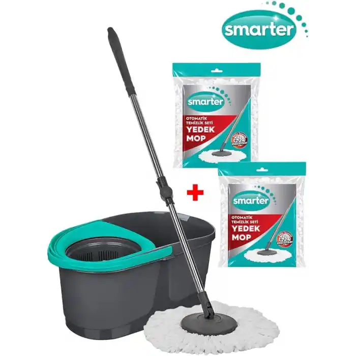 SMARTER DARK Otomatik Temizlik Seti + 2 Adet Yedek Mikrofiber Mop Paspas