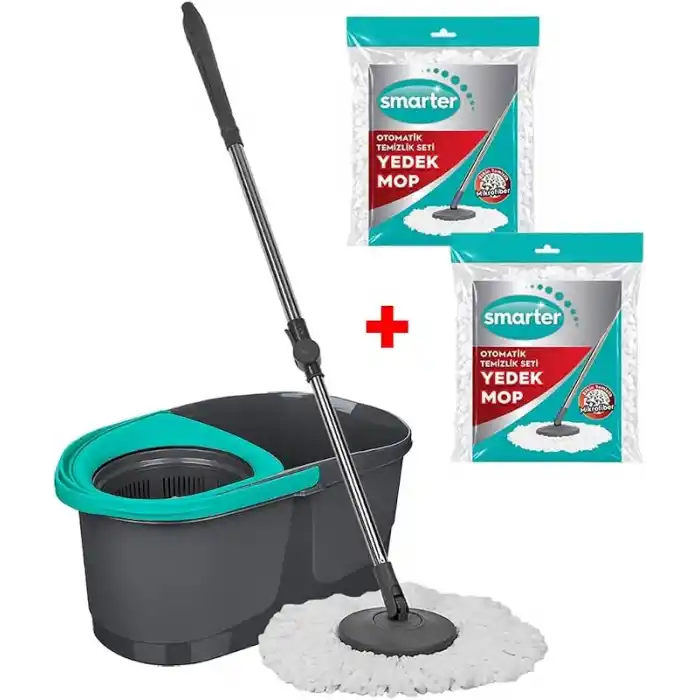 SMARTER DARK Otomatik Temizlik Seti + 2 Adet Yedek Mikrofiber Mop Paspas