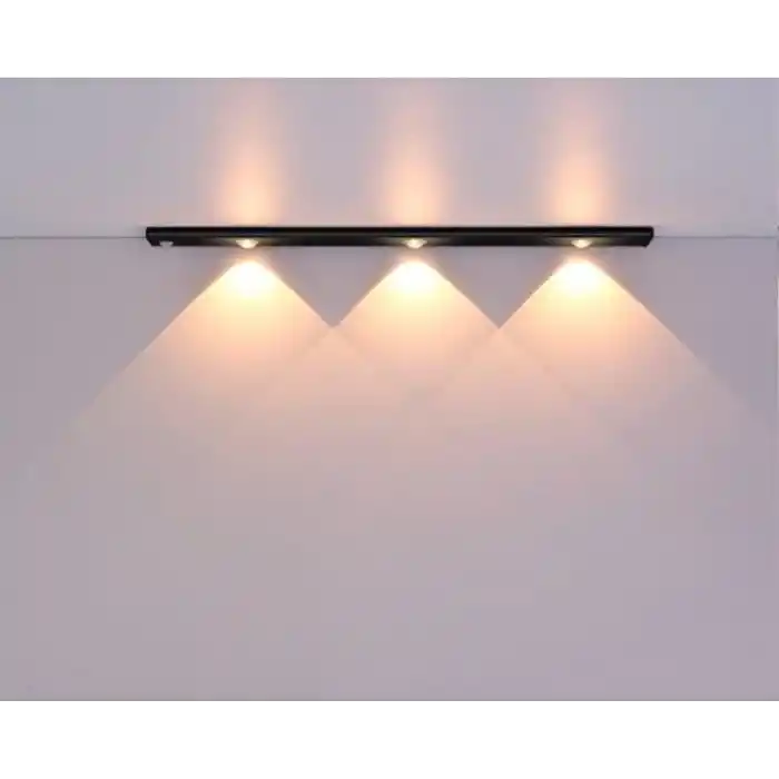 Hareket Sensörlü Ledli Gece Lambası, Parlaklık Ayarı Yapılabilir, 3000K-6000K, 3 Mod, Kablosuz, Merdiven Aydınlatması, USB Şarj Edilebilir Işık, LED Manyetik Lamba (Cata - Bella - Siyah 40 Cm)