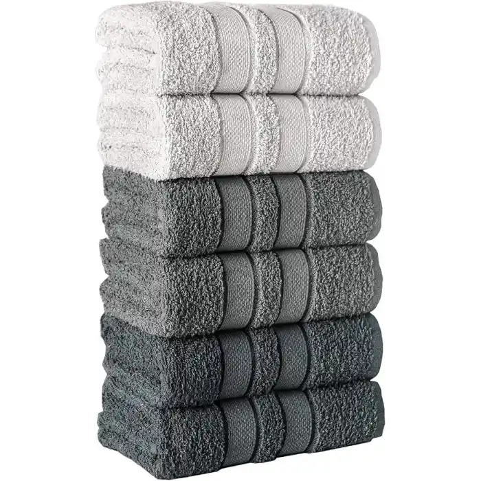 Mürdüm Home Lia Üç Renkli El-Yüz Havlusu,6lı Paket, 6 Parça 50x85, Yumuşak ve Emici, Premium Kalite Günlük Kullanıma Uygun%100 Pamuk Havlu(Beyaz-Gri-Siyah)