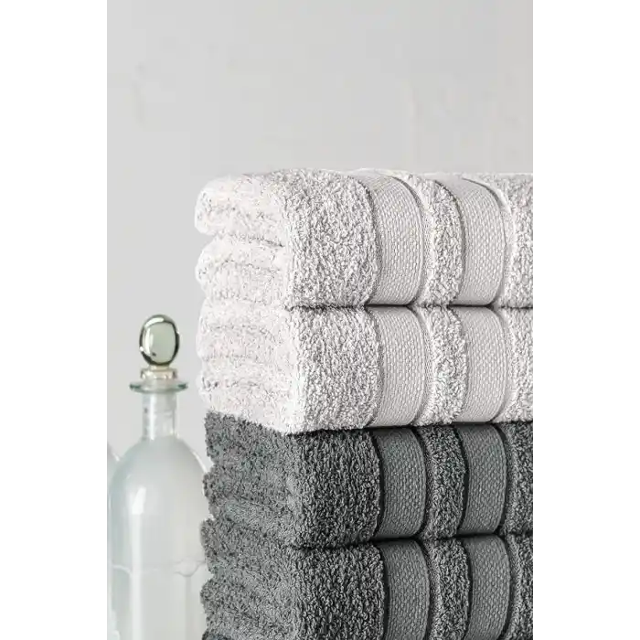 Mürdüm Home Lia Üç Renkli El-Yüz Havlusu,6lı Paket, 6 Parça 50x85, Yumuşak ve Emici, Premium Kalite Günlük Kullanıma Uygun%100 Pamuk Havlu(Beyaz-Gri-Siyah)